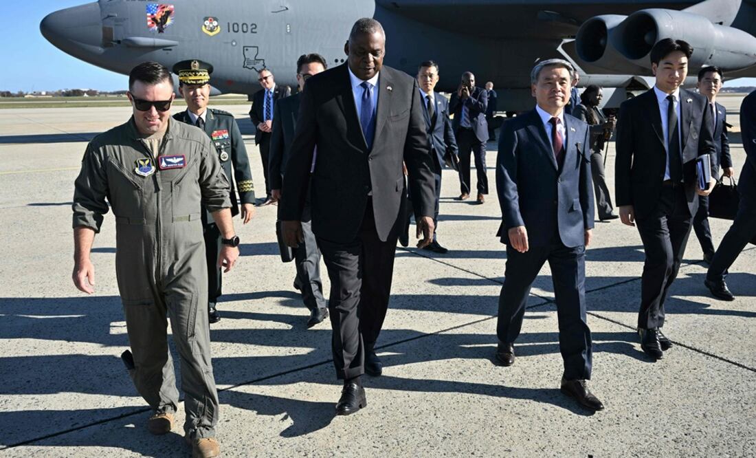 El Secretario de Defensa de los Estados Unidos, Lloyd Austin, y el Ministro de Defensa Nacional de Corea del Sur, Lee Jong-sup. Foto: AFP