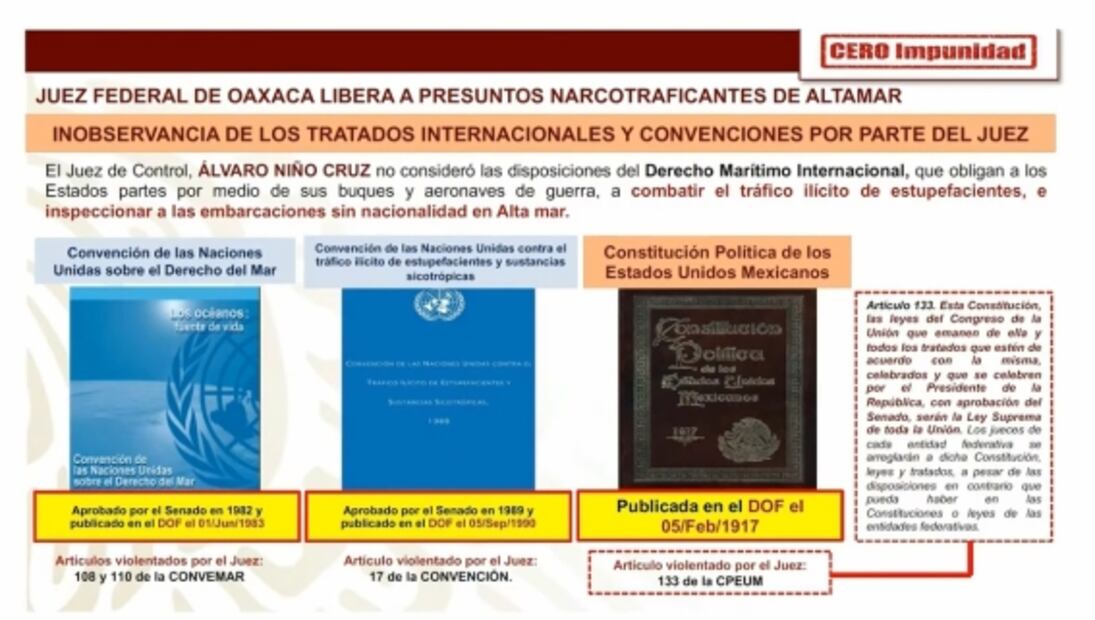 Subsecretario de Seguridad exhibe ante AMLO a juez por liberar a “presuntos traficantes de altamar”