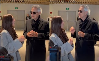 Belinda y Bocelli se avientan "palomazo" previo al concierto de la FIFA