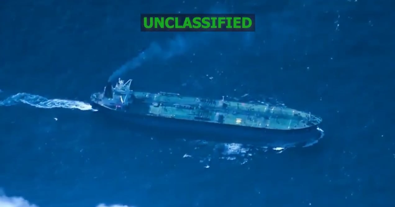 El Comando Sur informó de la detención del buque petrolero Sagitta. Foto: tomada de video