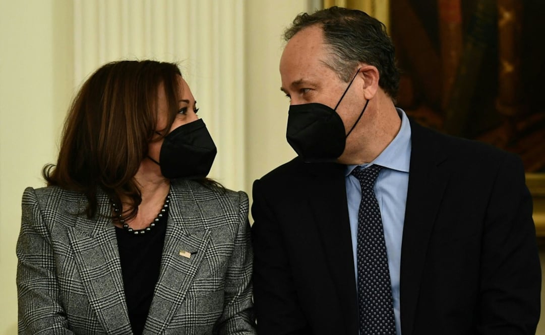 Vicepresidenta estadounidense Kamala Harris y el segundo caballero Douglas Emhoff.  Foto: AFP