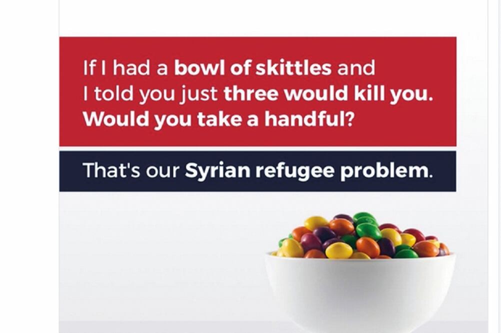 Donald Trump Jr. comparó a los refugiados sirios con un tazón de dulces envenenados en un tuit que difundió el lunes y ha sido muy criticado (AP)