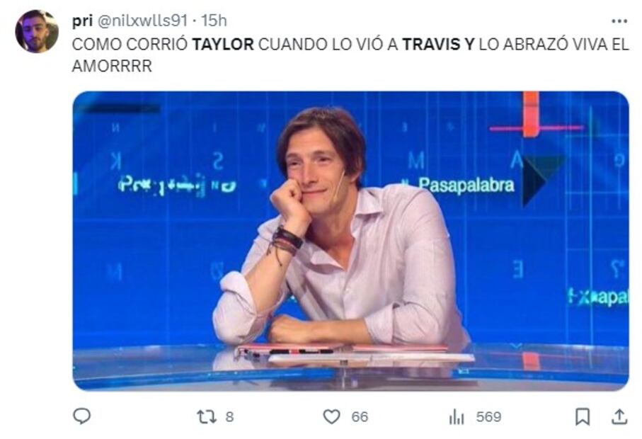 Taylor Swift y Travis Kelce meme. Foto: X