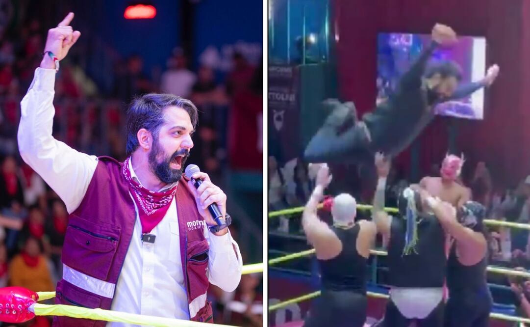 El diputado morenista, Antonio Attollini, brindó su informe legislativo en un evento de lucha libre. Foto: X