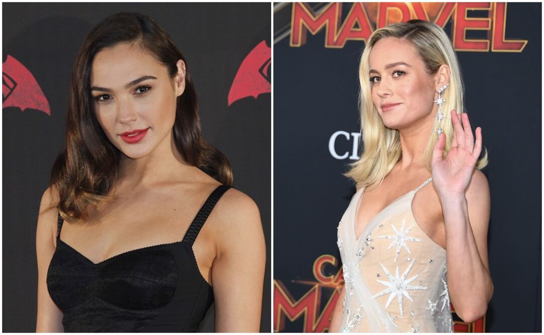 Gal Gadot y Brie Larson. Fotos. AP y AFP
