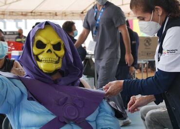 Hasta "Skeletor", villano de He-Man, se vacuna para vencer al Covid en Morelia