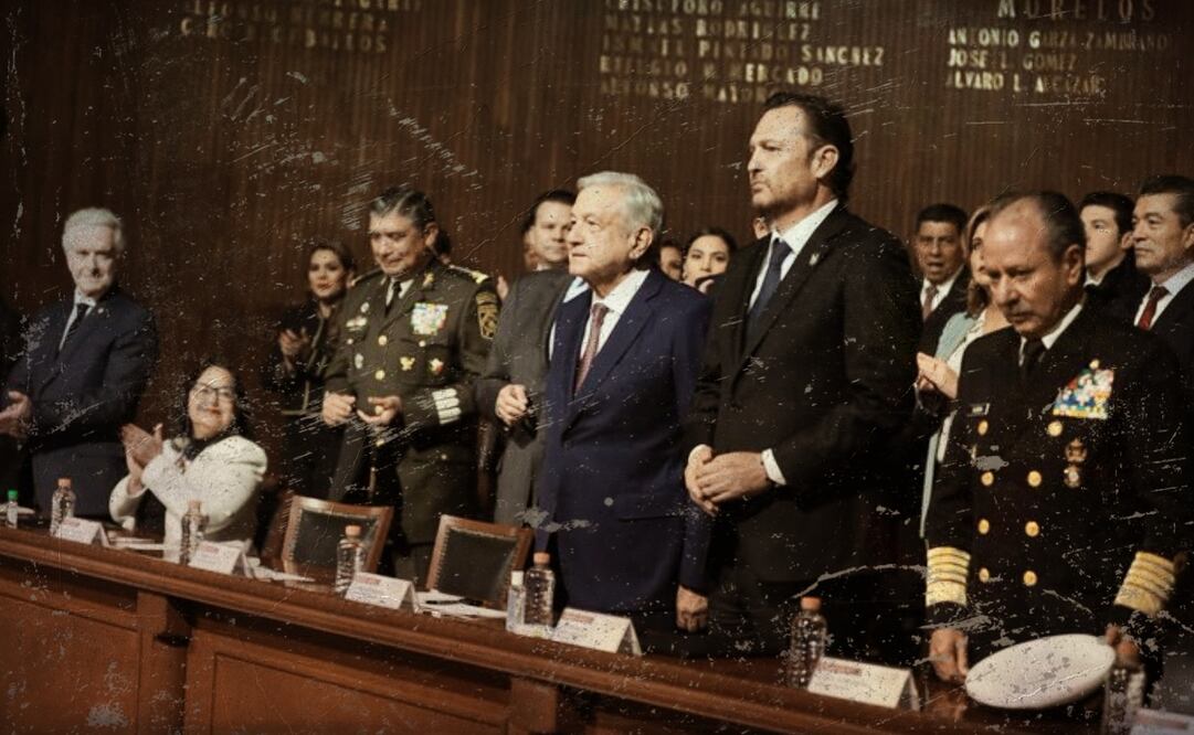 Ceremonia por el 106 Aniversario de la Promulgación de la Constitución, en el que la ministra Norma Lucía Piña no se levantó durante el protocolo / Foto: @JesusRCuevas