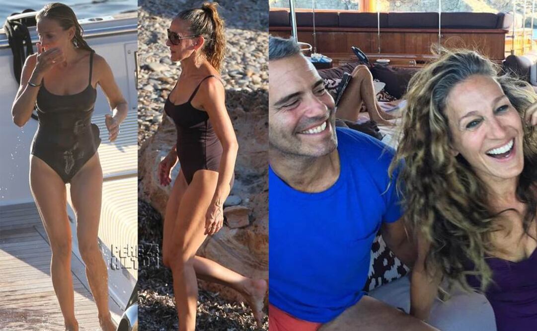 La recordada Carrie Bradshaw en la serie "Sex and the city" lució un traje de baño de una pieza. FOTOS: Twitter @PerezHilton e Instagram bravoandy