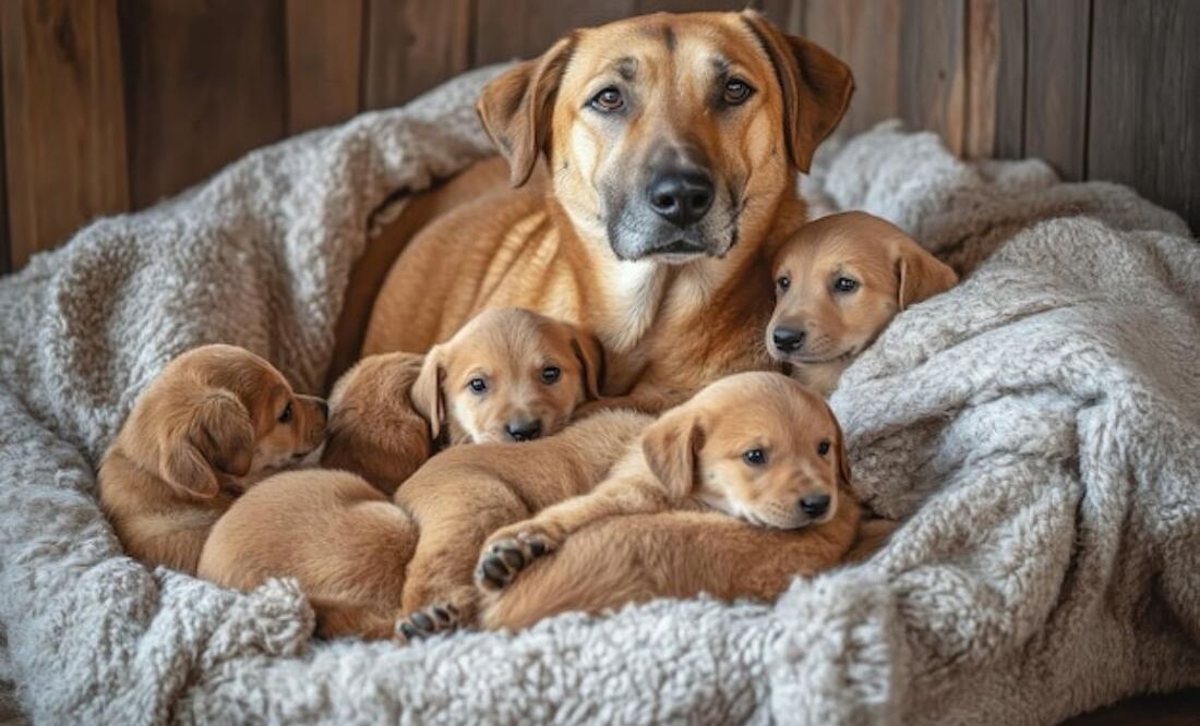 Desparasitar a una perra recién parida debe realizarse con cuidado. Fuente: Freepik.