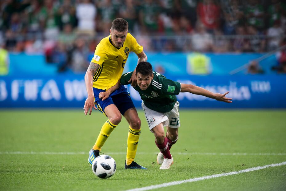 Ludwig Augustinsson e Hirving Lozano durante la Copa Mundial de la FIFA Rusia 2018 - Foto: Imago7