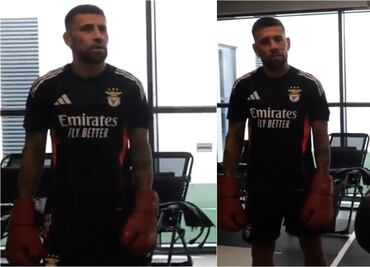 Tras su bronca en el Argentina vs Colombia, Nico Otamendi recibe con guantes de boxeo a Richard Ríos, refuerzo del Benfica
