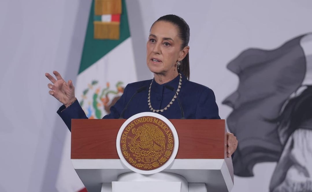 Presidenta Claudia Sheinbaum durante su conferencia de prensa este 9 de julio del 2026 desde Palacio Nacional (09/07/2026). Foto: Gabriel Pano / EL UNIVERSAL