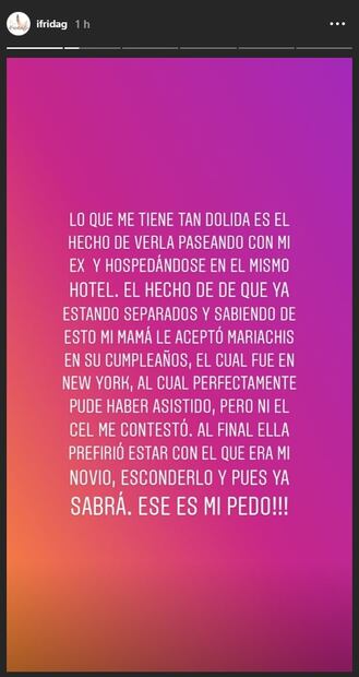 Me tiene dolida ver a mi mamá paseando con mi ex: Frida Sofía 