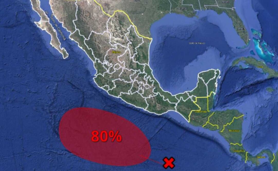 SMN mantiene vigilancia en una zona de baja presión en el Pacifico que podría generar el ciclón tropical "Alvin". Foto: Tomada de la cuenta de X de @conagua_clima.