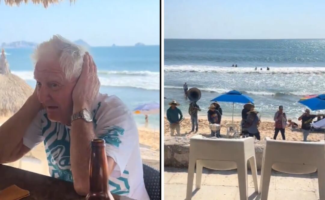 La reacción de un hombre extranjero a la música de banda en una playa de Mazatlán ha generado un intenso debate sobre identidad cultural y turismo en México. Foto: Captura de pantalla en X