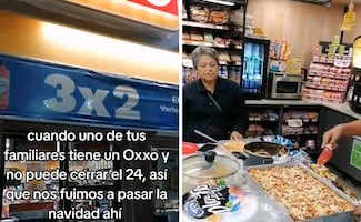 Navidad en el Oxxo: familia acompaña a trabajador durante su turno festivo, video se viraliza