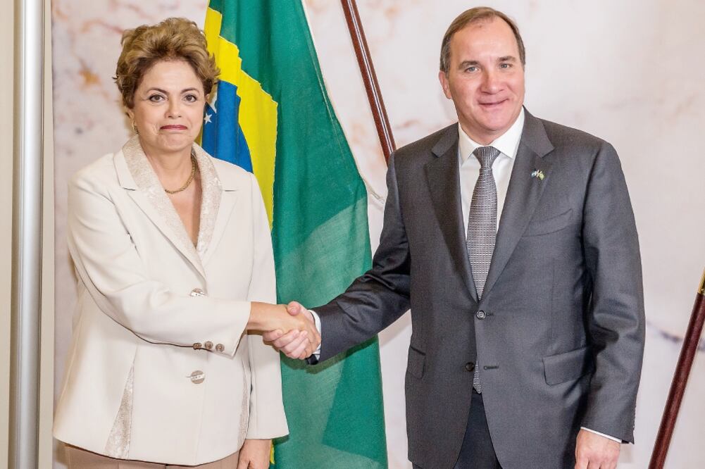 La presidenta brasileña, Dilma Rousseff, se reunió ayer con el premier sueco, Stean Lofven, en Estocolmo (ESPECIAL)