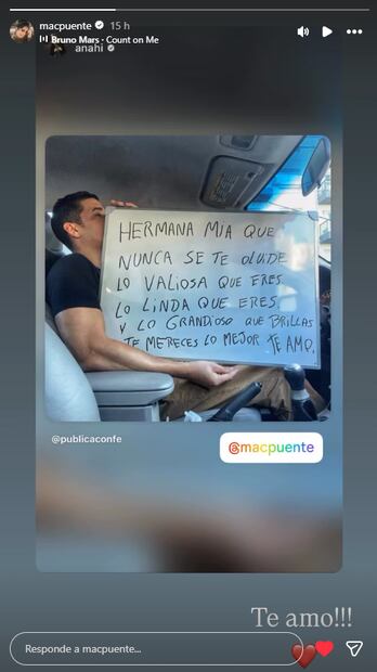 Anahí comparte frase, en sus redes sociales, dedicada a su hermana Marichelo.
Foto: Instagram, vía @anahi