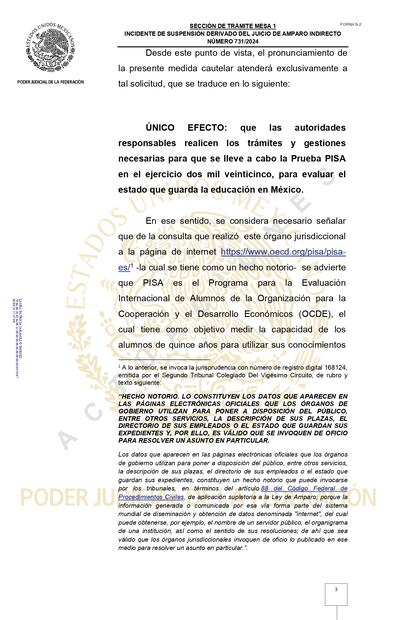 Un amparo de un juez de Distrito en Materia Administrativa en la Ciudad de México ordenó que se hagal los preparativos para la prueba PISA