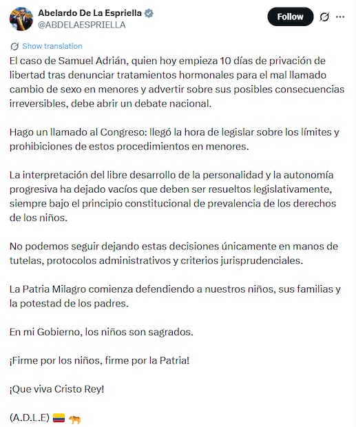 Esto dijo el mandatario colombiano en redes sociales. Foto: Captura de pantalla / X