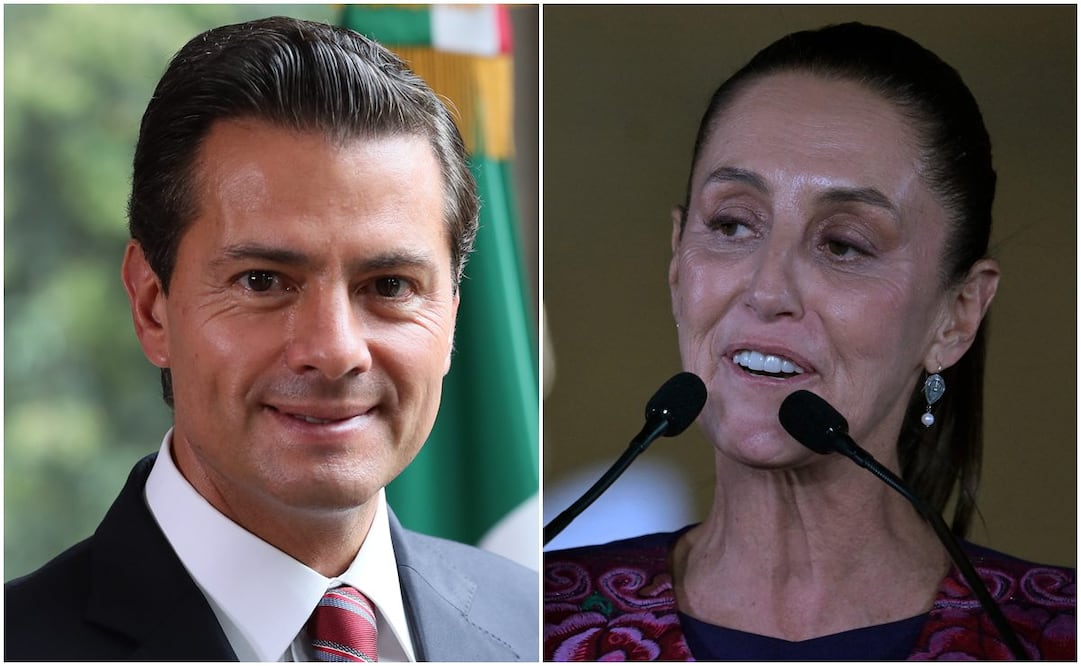 Enrique Peña Nieto, expresidente de México, y la virtual ganadora de las elecciones, Claudia Sheinbaum. Foto: EL UNIVERSAL