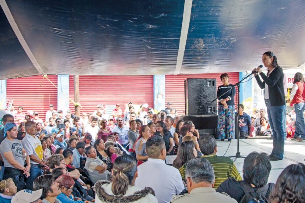 Claudia Sheinbaum aseguró ayer en un mitin en Iztapalapa, que Andrés Manuel López Obrador, líder de Morena, no hizo negocio con las fotomultas. (CUARTOSCURO)