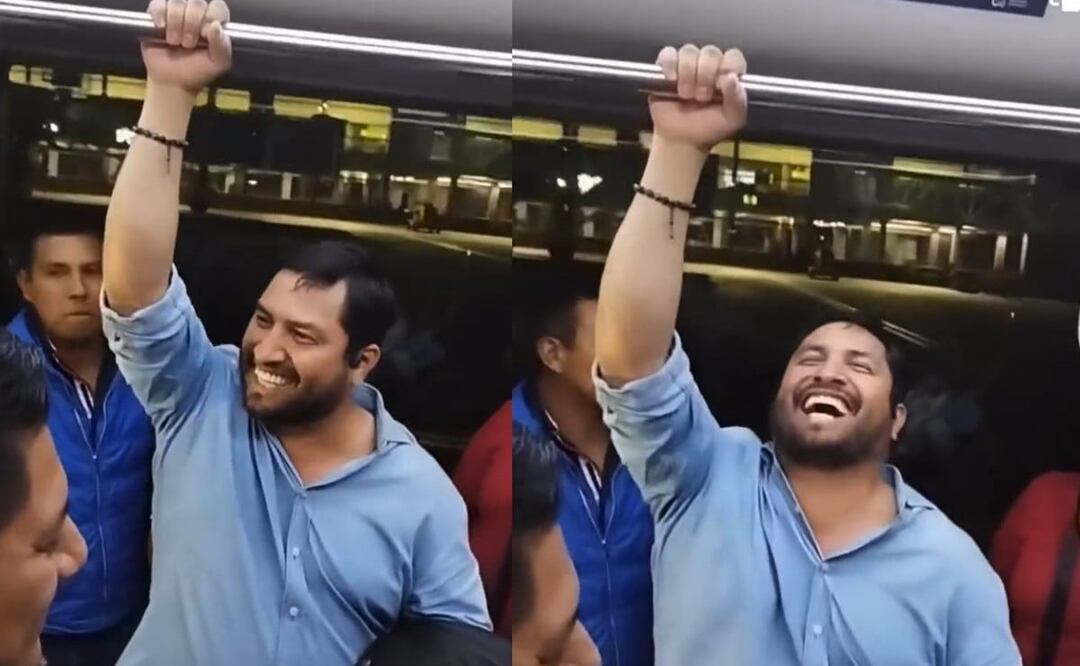 El cantante Julión Álvarez fue reconocido por fanáticos en un autobús del aeropuerto, quienes le pidieron cantar. / Foto: Captura video Twitter @pedrogerardo26