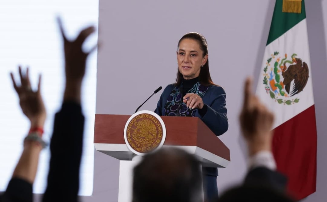 La presidenta Claudia Sheinbaum en la “Mañanera del Pueblo” del 23 de septiembre de 2026 en Palacio Nacional. Foto: Carlos Mejía/ EL UNIVERSAL