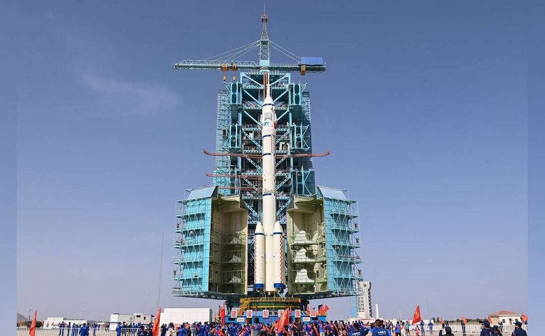 Cohete Long March-2F que lleva la nave Shenzhou-16. Foto: CNS/AFP