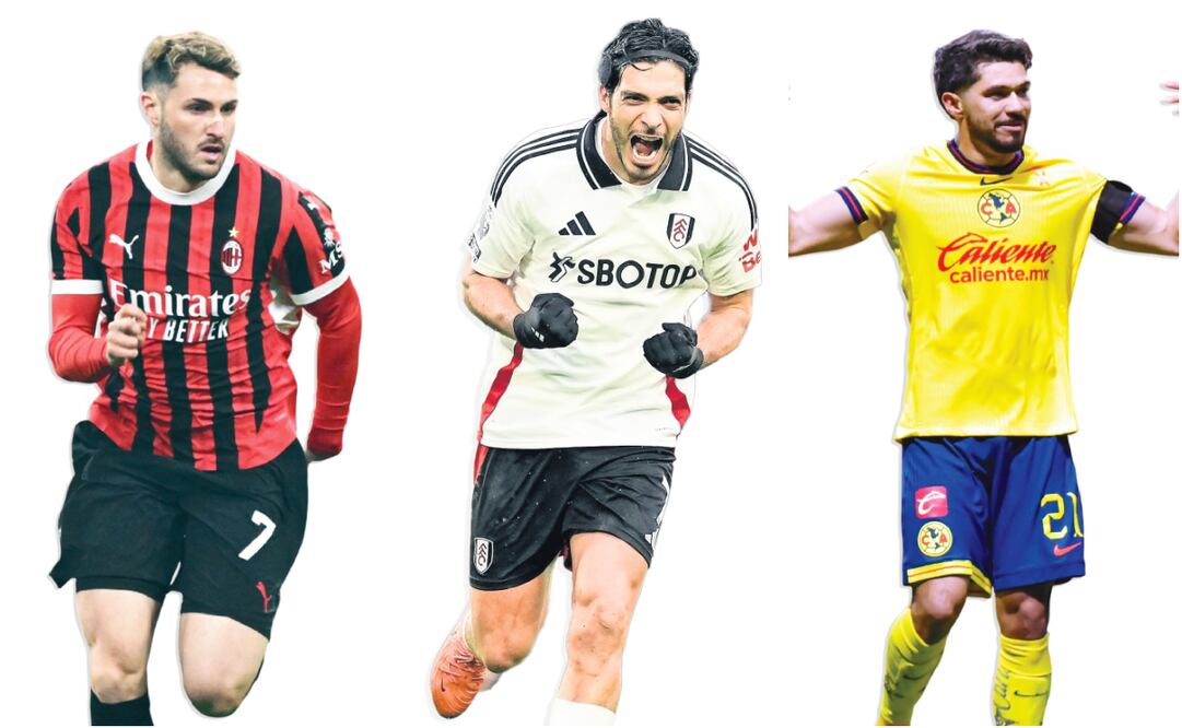 Santiago Giménez, Raúl Jiménez y Henry Martín. Fotos: Archivo EL UNIVERSAL