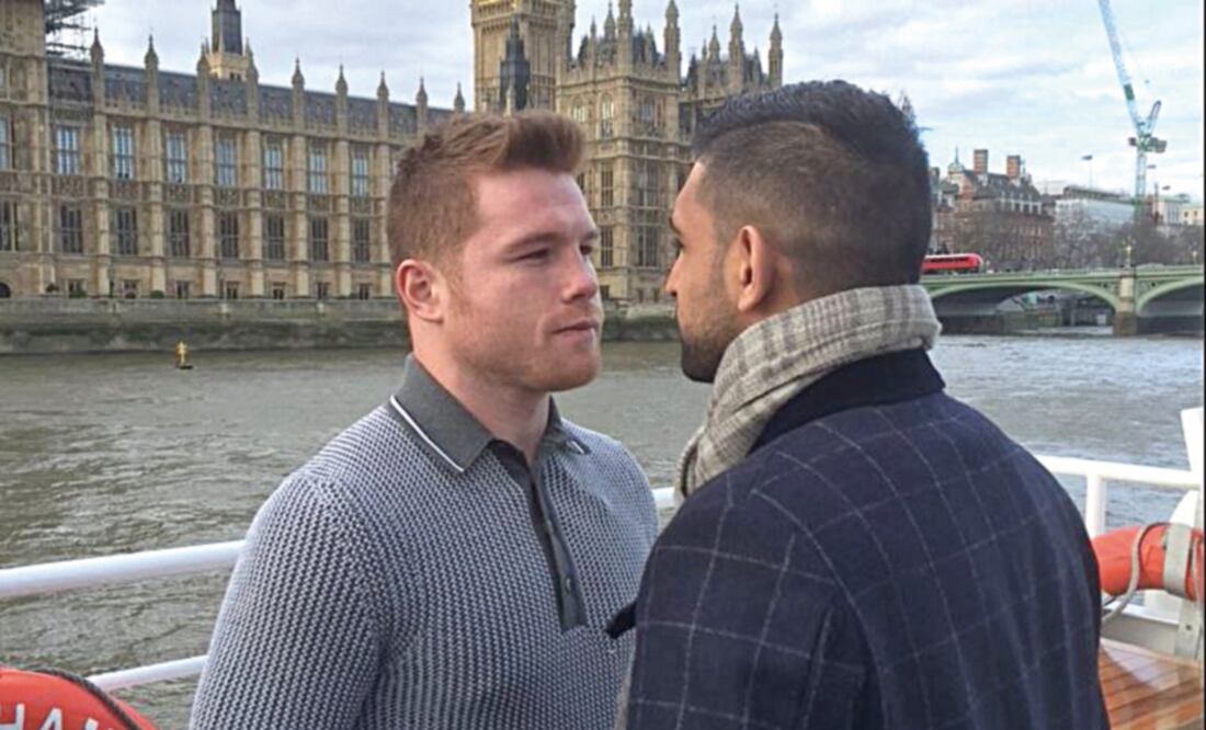 Con el Palacio de Buckingham como telón, Saúl y Amir tuvieron un cara a cara (CORTESÍA GOLDEN BOY PROMOTIONS)