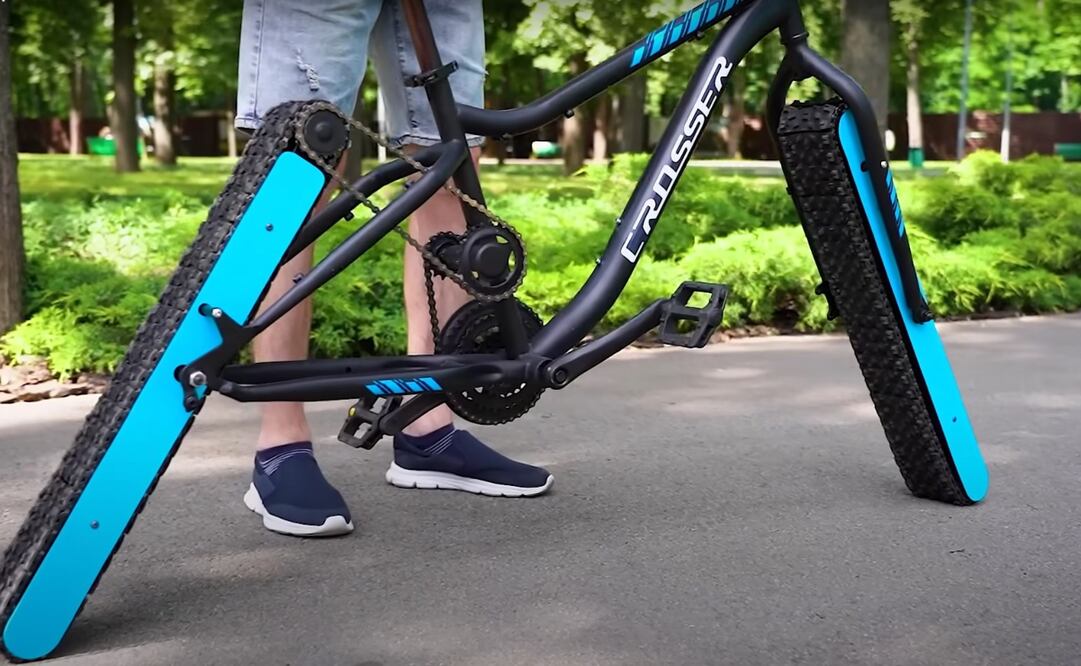 Conoce la bicicleta que no necesita ruedas. Imagen: YouTube The Q