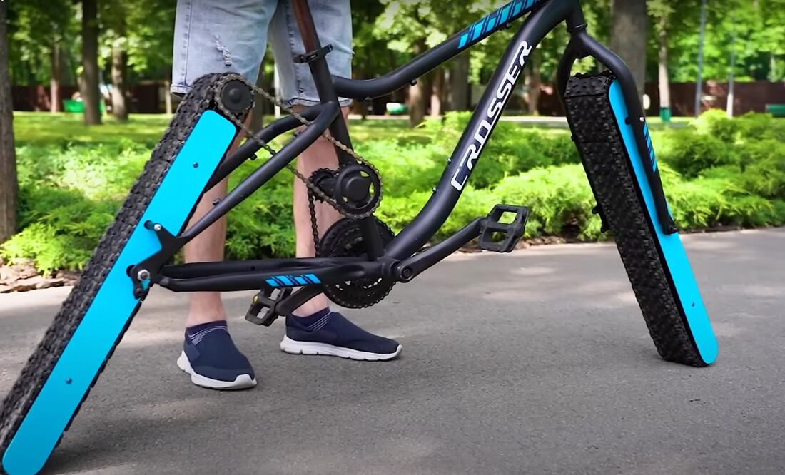 Conoce la bicicleta que no necesita ruedas. Imagen: YouTube The Q