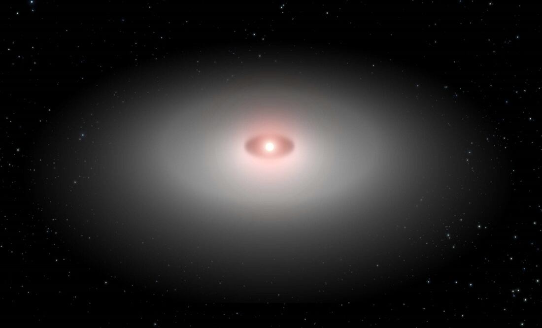 Imagen de archivo de un sistema planetario en plena evolución, que incluye escombros y polvo cósmico en torno a estrellas del tamaño del Sol. Foto: NASA vía EFE