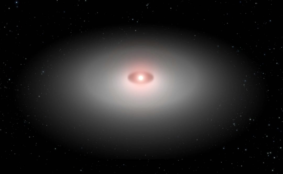 Imagen de archivo de un sistema planetario en plena evolución, que incluye escombros y polvo cósmico en torno a estrellas del tamaño del Sol. Foto: NASA vía EFE