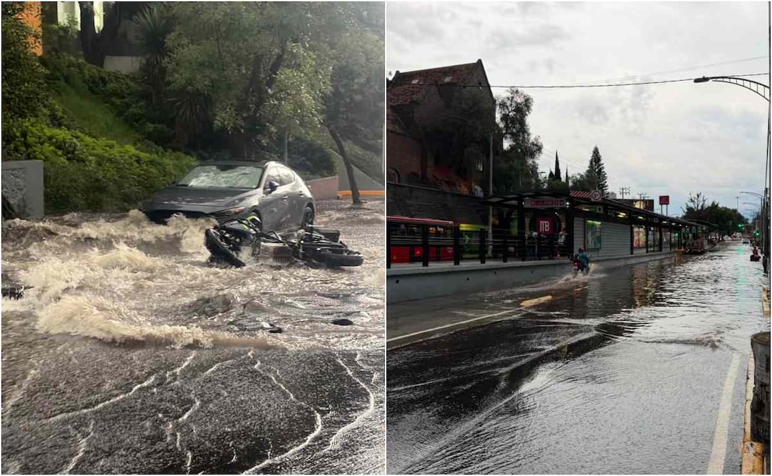 Lluvias colapsan el sur de la CDMX; rescatan a personas atrapadas y reportan severas inundaciones en alcaldía Tlalpan. Fotos: Especiales.