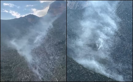 Diversas corporaciones combaten incendio forestal en ejido de Galeana, Nuevo León