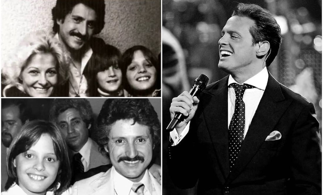 Luis Rey junto a su mujer, Marcela Basteri y sus hijos Alejandro y Luis Miguel/ Luis Miguel con su padre.