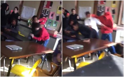 Estudiante defiende en plena pelea a su profesora tras ser golpeada por otro alumno y se hace viral