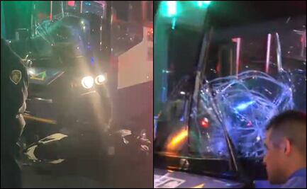 Motociclista es atropellado por un camión de transporte público en Anillo Circunvalación y Eje 1: VIDEO