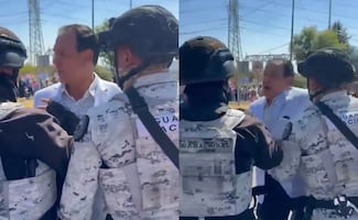 Exsenador y actual regidor de Atizapán irrumpe en protesta por caso Renata Palmer; encara a manifestantes y a elementos de GN
