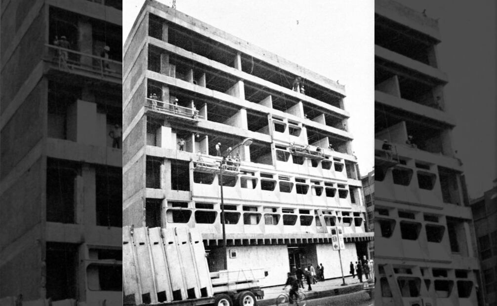 Los edificios con ventanas semejantes a los del vagón del Metro fueron parte de la cimentación compensada en varias estaciones. Col. Carlos Villasana.