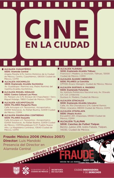 Alistan en alcaldías de CDMX proyección masiva del documental "Fraude: México 2006"