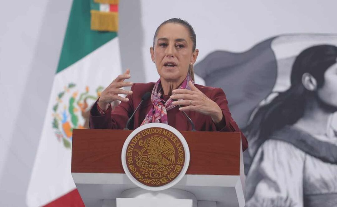 Claudia Sheinbaum, presidenta de México, durante la mañanera del 16 de octubre del 2025. Foto: Gabiel Pano / EL UNIVERSAL