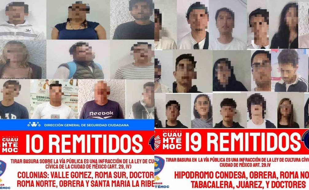 En la alcaldía Cuauhtémoc, 42 personas fueron llevadas ante un juez cívico por tirar basura en la vía pública. Foto: Especial