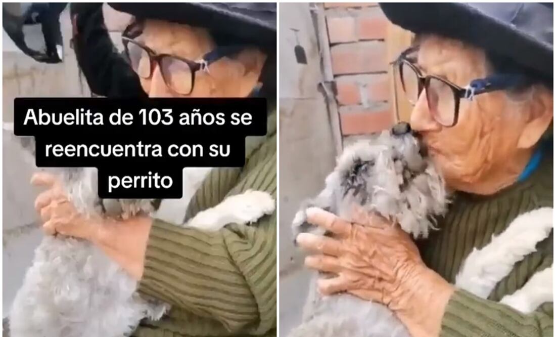 Abuelita de 103 años se reencuentra con su perro. Foto: Capturas de Twitter @ShowmundialShow