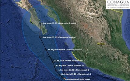 Decretan alerta verde para BCS por huracán "Bud"