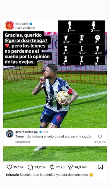 La respuesta de Sergio Ramos al Toluca