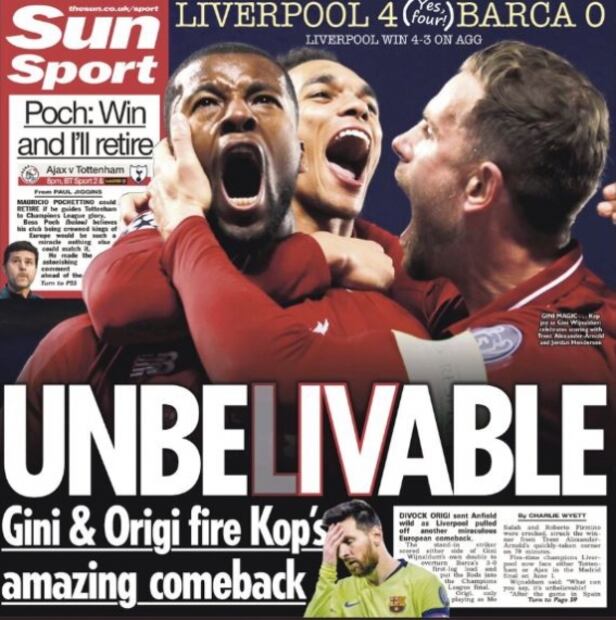 Reacciona la prensa ante eliminación del Barcelona a manos del Liverpool 