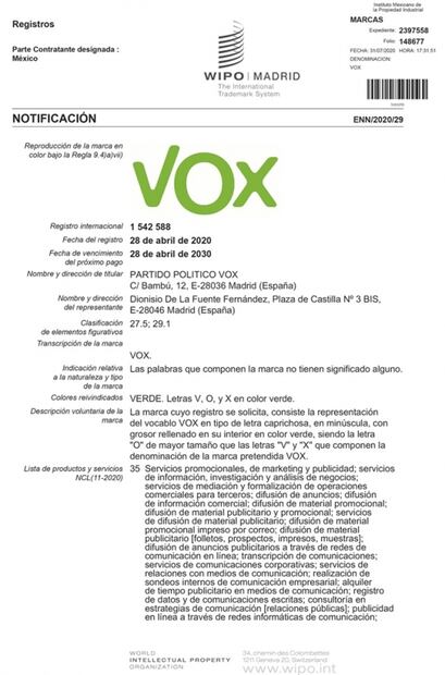 Vox quiere hacer negocios en México; tramita su marca